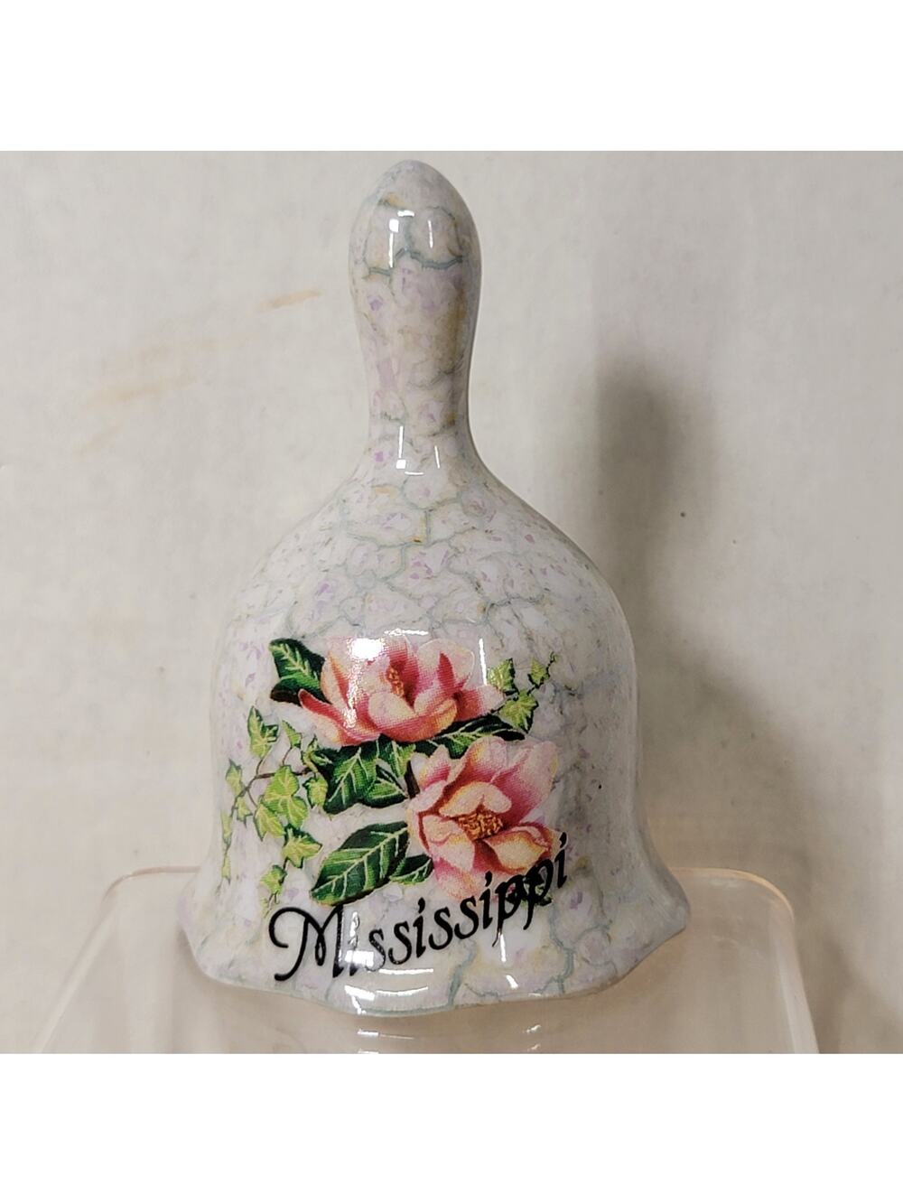 Mississippi Ceramic Souvenir Bell w/ Flowers